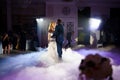 Beautiful and happy bride and groom dancing first dance at wedding. Royalty Free Stock Photo