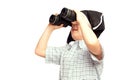 Child in pirate hat looking in binoculars Royalty Free Stock Photo