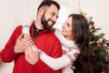 Happy couple at christmastime Royalty Free Stock Photo