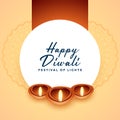 Beautiful happy diwal three diya design background