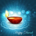 Beautiful happy diwali bright blue colorful hindu