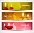 Beautiful Happy diwali three headers set Royalty Free Stock Photo