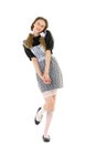 Beautiful happy girl in USSR style school uniform Royalty Free Stock Photo