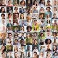 Beautiful happy people posing on various backgrounds, collage Royalty Free Stock Photo