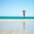 Beautiful happy slender woman at sea Royalty Free Stock Photo