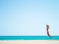 Beautiful happy slender woman at sea Royalty Free Stock Photo