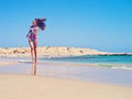 Beautiful happy slender woman at sea Royalty Free Stock Photo