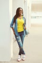 Beautiful happy smiling african woman wearing a jeans shirt Royalty Free Stock Photo