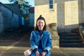 Beautiful happy smiling girl outdoors. Woman smiling joyful