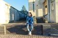 Beautiful happy smiling girl outdoors. Woman smiling joyful