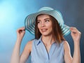 Beautiful happy teenager girl in hat Royalty Free Stock Photo
