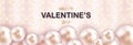 Beautiful Happy Valentines Day lettering banner with 3d sea Pearls. Fashion card. Stylish animal skin background