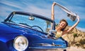 Beautiful happy woman in a car Royalty Free Stock Photo