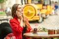 Woman talking by cell phone Royalty Free Stock Photo
