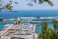 Cruise ship docked at a harbor in Barcelona, Spain Royalty Free Stock Photo