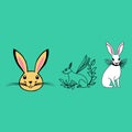 Beautiful Hares Line Art Vector