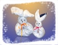 Beautiful hares made of a soft towel