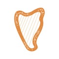 Beautiful harp. Vector cartoon. Ancient musical instrument