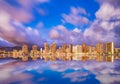 Beautiful Hawaii skyline and reflection at twilight Royalty Free Stock Photo