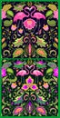 Beautiful Hawaiian seamless wallpapers variation with exotic flowers, tropical leaves and pink flamingo for carpet, fabric, textil