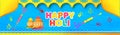 Beautiful header or banner design with colorful text Happy Holi and festival elements on blue grunge background.