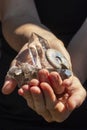 Beautiful Healing Crystals Close Up in hands Royalty Free Stock Photo