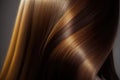 Beautiful healthy shiny hair texture with highlighted golden streaks. AI Generation Royalty Free Stock Photo