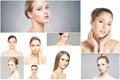 Collage of portraits of young women in makeup Royalty Free Stock Photo