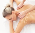 Beautiful, healthy and young woman is getting spa treatment (concept with the arrows)