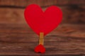 Beautiful heart attached with heart clip. Royalty Free Stock Photo