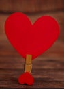 Beautiful heart attached with heart clip. Royalty Free Stock Photo