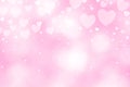 Beautiful heart bokeh pink background
