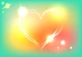 Beautiful heart on colorful background with neon lights, vector illustration Royalty Free Stock Photo