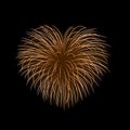 Beautiful heart-firework. Gold romantic firework, isolated on black background. Light love decoration salute for Royalty Free Stock Photo
