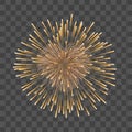 Beautiful heart-firework. Gold romantic firework, isolated transparent background. Light love decoration salute for Royalty Free Stock Photo