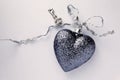 Beautiful Heart With Key On Silver Ribbon Royalty Free Stock Photo