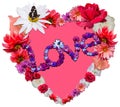 Beautiful heart with legend made of different flowers Royalty Free Stock Photo