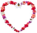 Beautiful heart made of different flowers on white background Royalty Free Stock Photo