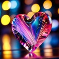 Beautiful heart made of transparent epoxy liquid resin. Symbol of Valentine\'s Day.