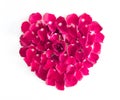 Beautiful heart of pink rose petals Royalty Free Stock Photo