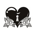 Beautiful heart with roses flowers tattoo icons Royalty Free Stock Photo