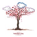 Beautiful heart shape tree valentines day card design Royalty Free Stock Photo
