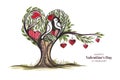 Beautiful heart shape tree valentines day card design Royalty Free Stock Photo