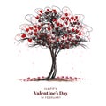 Beautiful heart shape tree valentines day card design Royalty Free Stock Photo