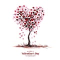 Beautiful heart shape tree valentines day card design Royalty Free Stock Photo