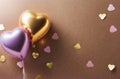 Pastel Gold Heart Balloons for Valentine day, Birthday Party, Wedding Anniversary Celebrations