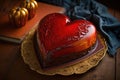 beautiful heart-shaped cake with a stunning red passion fruit glaze Royalty Free Stock Photo