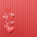 Beautiful heart sharp floating stack red background copy space