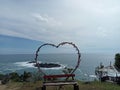 Beautiful hearth undert the blue sky and the blue beach Royalty Free Stock Photo