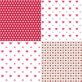 Beautiful hearts contour abstract 4 seamless patterns backgrounds. for wallpaper, pattern, web, blog, surface, textures, graphic